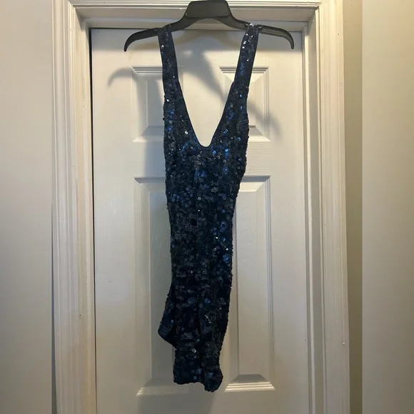 French Connection Midnight Blue Sequin Gown French Connection Midnight Blue Sequin Gown